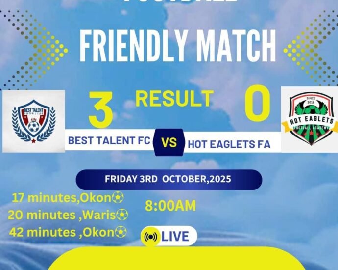 Double Banter as Best Talent thrash Hot Eaglets FA 3-0, Pip Flexy89 FA